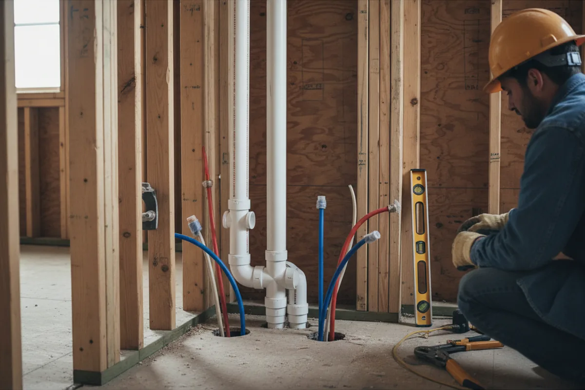 Drain and supply rough-in during Leak Detection in Ovid