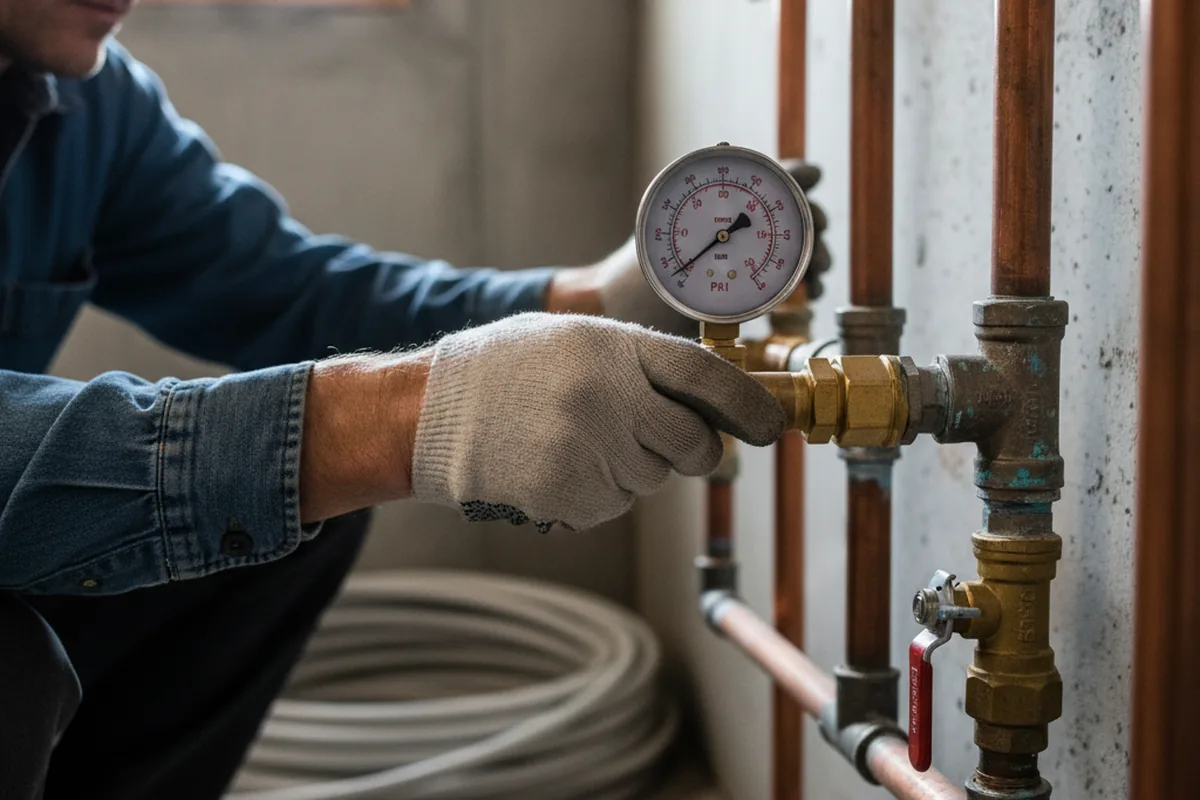 Pressure testing a repaired line during Water Line Repair in Ovid